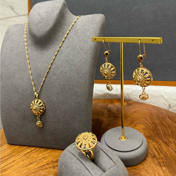 Jewelry Set for Women, Gold Jewelry Set, 24k Dubai Gold Plated Jewelry Set, Gift - Picture 3 of 8